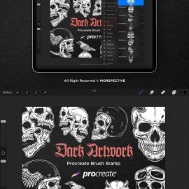 CreativeMarket 40 Skull Head Dark Procreate Brushes 7556738 Free Download