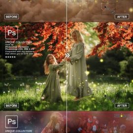 CreativeMarket Gold Fireflies Photoshop overlay 7394445 Free Download