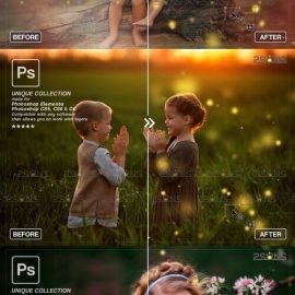 CreativeMarket Gold Fireflies Photoshop overlay 7394452 Free Download