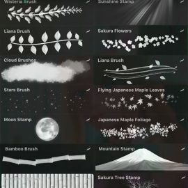 Japanese Forest Brushes Pack for Procreate Free Download