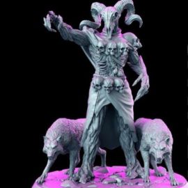 Keoghradan Skull Druid with Wolves 3D Print Free Download