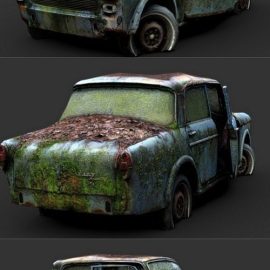 Overgrown Fiat (Gameready From Scan) 3D Model Free Download