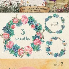 Secret garden illustration set Free Download