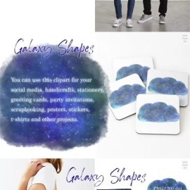 Watercolor Galaxy Shapes PNG Clipart Free Download