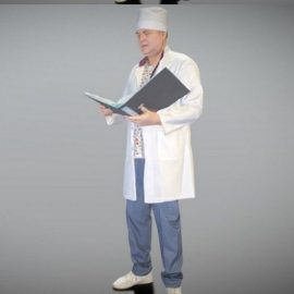 Adult man in medical uniform with a folder 200 3D Model Free Download