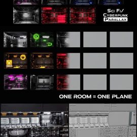 Blender Market Sci Fi / Cyberpunk Parallax Rooms | One Click Interiors | Kpack Free Download