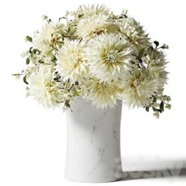 Bouquet of white chrysanthemums with snowberry twigs Free Download