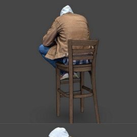 Guy with a camera sitting on a stool 3D Model Free Download