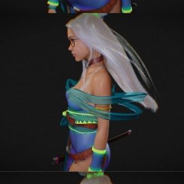 Ice Ninja Girl Walking 3D Model Free Download