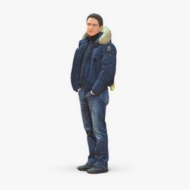 Man in a winter jacket pilot 0084 3D Model Free Download