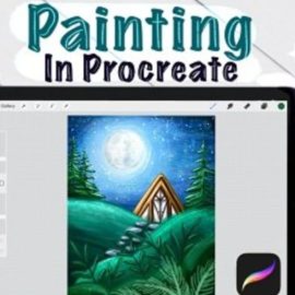 Painting in Procreate – Paint A Whimsical Woodland Cabin On Your iPad – Free Brush + Canvas