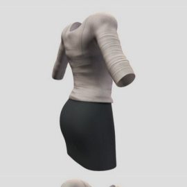 Sheer Sweater Mini Skirt Female Business Outfit 3D Model Free Download