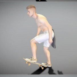 Shirtless man riding on a skateboard 3D Model Free Download