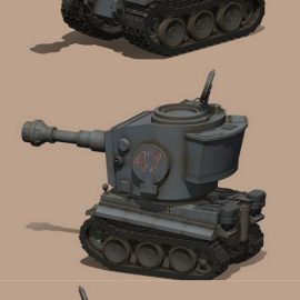 Stylized cartoon Tiger Tank 3D Model Free Download