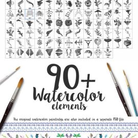 Watercolor Handmade Design Toolkit [300+ Elements] for Photoshop & Illustrator Free Download