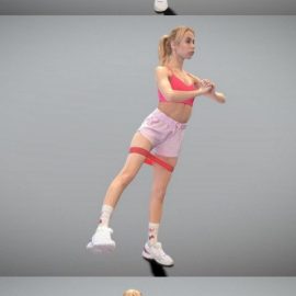 Woman exercising with fitness rubber band 3D Model Free Download