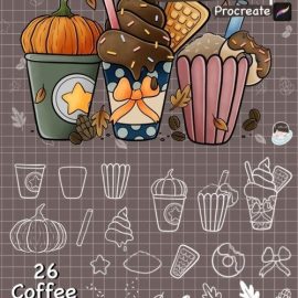 26 Coffee Procreate Stamps Free Download