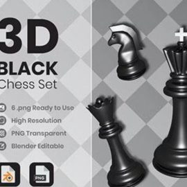 3D Black Chess Illustration Free Download