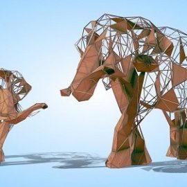 Abstract Elephant sculpture anmial statue PBR Free Download