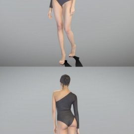 Beautiful young woman in bodysuit walking 372 3D Model Free Download