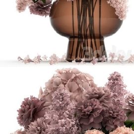 Bouquet 144. hydrangea flowers vase peonies luxury decor lilac stele large beautiful delicate inerier decorative eco design Free Download