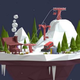 Cartoon Low Poly Slope Resort 3D Model Free Download