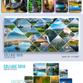 Collage photo effect template 3xPSD Free Download