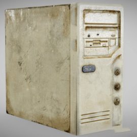 Computer system block case retro old damaged 3D Model Free Download