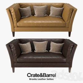 Crate & Barrel Brooks Leather Settee Free Download