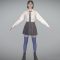 Girl in school uniform in A-pose 295 3D Model Free Download