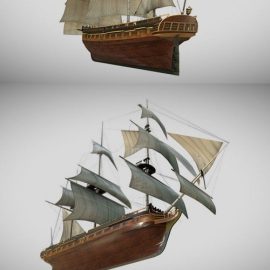 HMS Bounty Low-poly 3D model Free Download