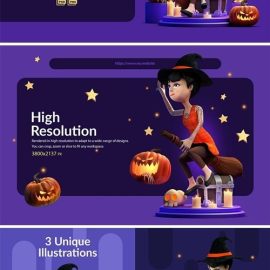 Halloween Character 3D Illustrations Free Download