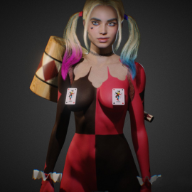 Harley Quinn Cosplay 3D Model Free Download