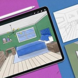 Interior Sketching in Procreate: Drawing a 1 Point Perspective Scene