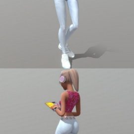 Lady walking animated with accessories V2 3D Model Free Download