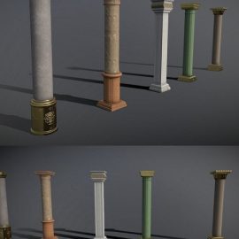 Large Ancient Columns Set 3D Model Free Download