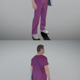 Male doctor in purple uniform with folder 302 3D Model Free Download