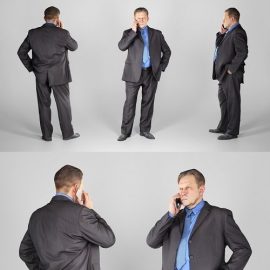 Man in suit talking on the phone 159 3D Model Free Download