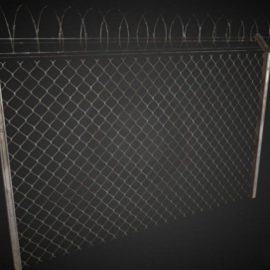 Metal fence with wire 3D Model Free Download