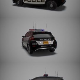 Nissan Leaf Police Car 3D Model Free Download