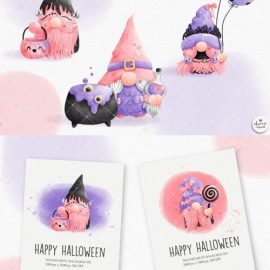 Pink Halloween Gnomes Clipart Free Download