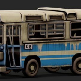 Ruined Bus 3D Model Free Download