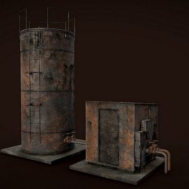 Rusted liquid tank 3D Model Free Download