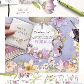 Violaceous Watercolor Flowers Free Download