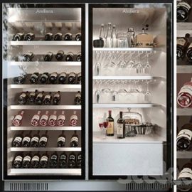 Wine cabinet with wine and crystal service. Alcohol Free Download