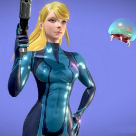 Zero Suit Samus and Baby Metroid 3D Model Free Download