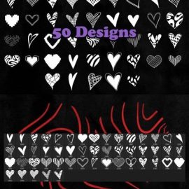 50 Hearts Photoshop Stamp Brushes Free Download