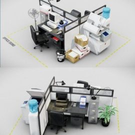 90’s office low poly asset Store pack Free Download