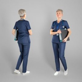 Adult surgical female doctor with a folder 172 Low-poly 3D model Free Download