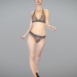 Beautiful woman in leopard bikini walking 230 3D Model Free Download